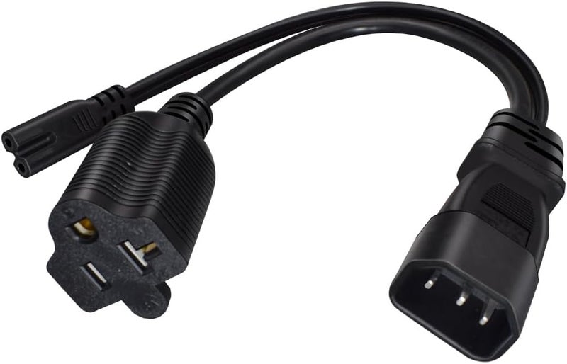 TEWOXIN IEC320 C14 to C7 + NEMA 5-20R Y Splitter Power Cord, Heavy-Duty 18AWG, for High-Power Devices & Electronics(1FT/0.3M) - Image 2